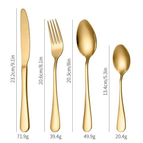 24 Piece Cutlery Set and Storage Case - Polished Finish - Gold