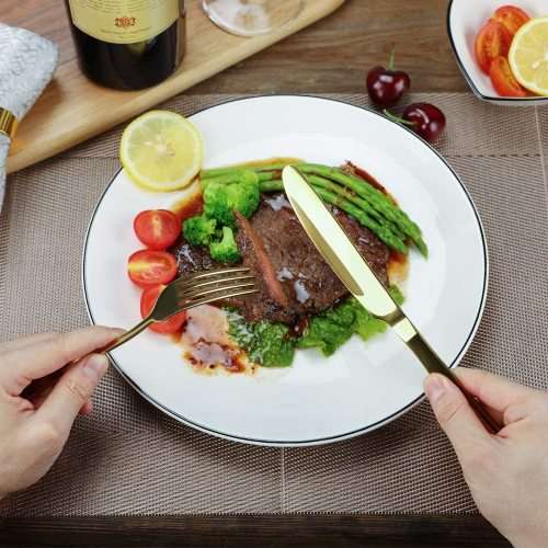 24 Piece Cutlery Set and Storage Case - Polished Finish - Gold