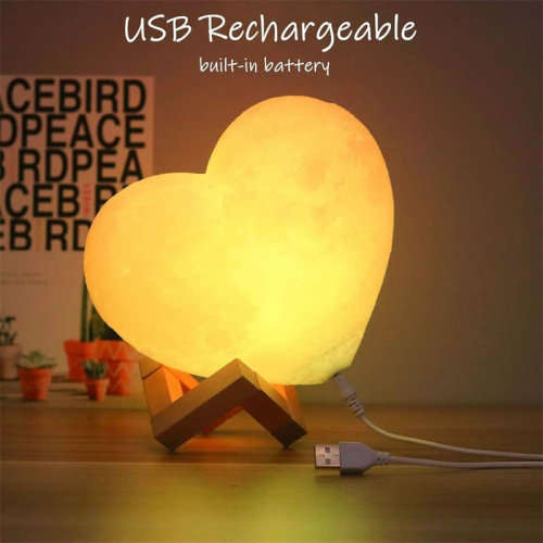 3D Heart Shaped Touch Control Moon Lamp