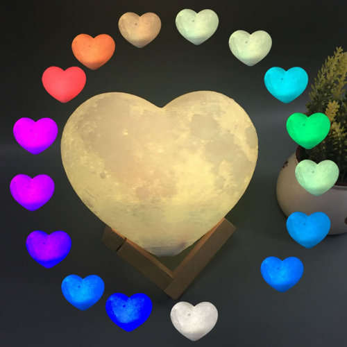 3D Heart Shaped Touch Control Moon Lamp