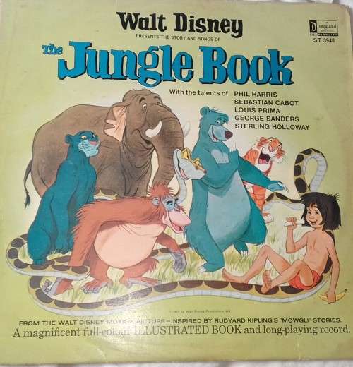THE JUNGLE BOOK by WALT DISNEY - The Story and Songs of The Jungle Book with illustrated book and Vi