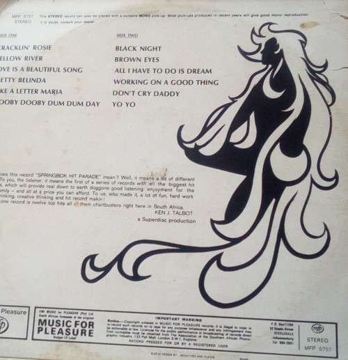 SPRINGBOK HIT PARADE Vinyl LP