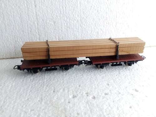LIMA DOUBLE FLAT WAGONS WITH WOOD LOAD