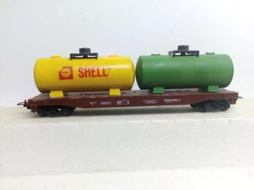 LIMA FLAT WAGON WITH TANK LOADS