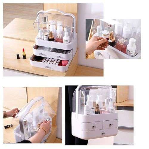 Iconix Acrylic Cosmetics Organizer With Multiple Drawers / Cosmetic Storage Box / 3 Drawers