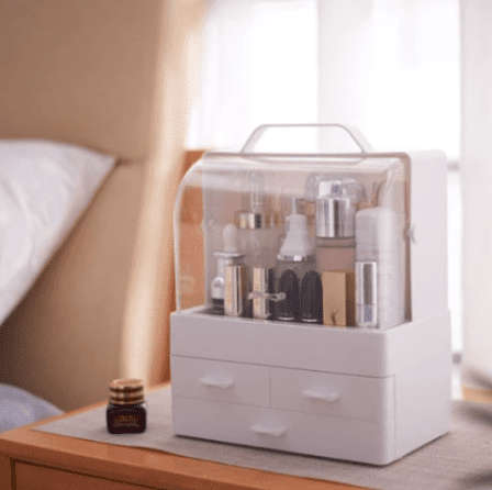 Cosmetic Storage Box with Lid Cover Portable Organizer