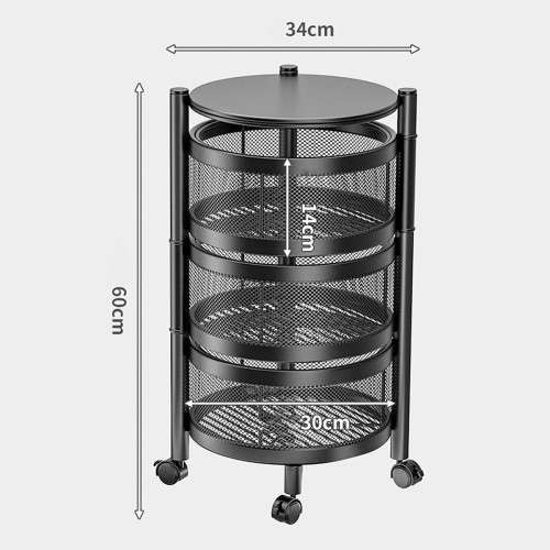 3 Layers Of Multipurpose Round Rotating Kitchen Shelf - Black