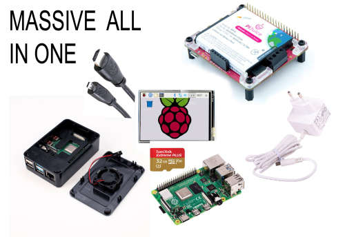 Raspberry Pi 4B, 4GB Mem, with Battery, LCD, PSU, SD Card, Case and HDMI Cable