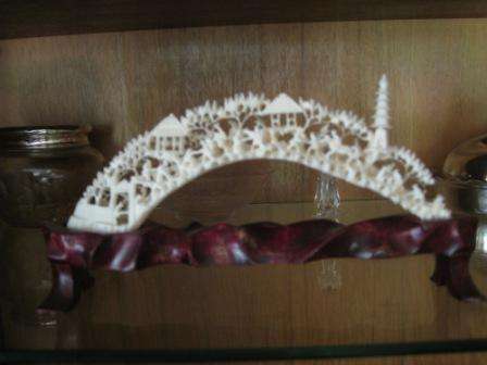 Miniature Japanese scene exquisitely carved in ivory