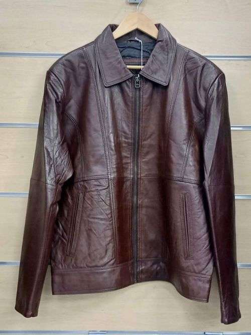 Brown Zipper Genuine Leather Jacket