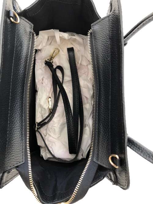 Genuine Italian Leather Shoulder Handbag Tote Large Black