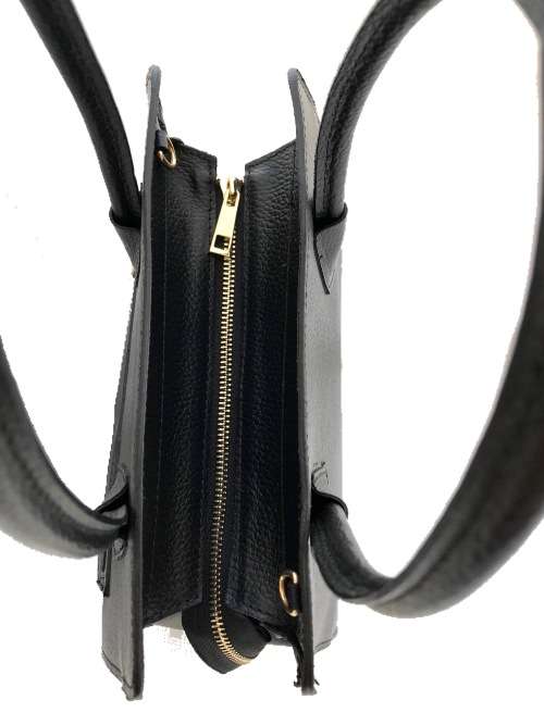 Genuine Italian Leather Shoulder Handbag Tote Large Black