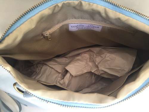 Genuine Italian Leather Handbag Cross Body Pastel Blue Large