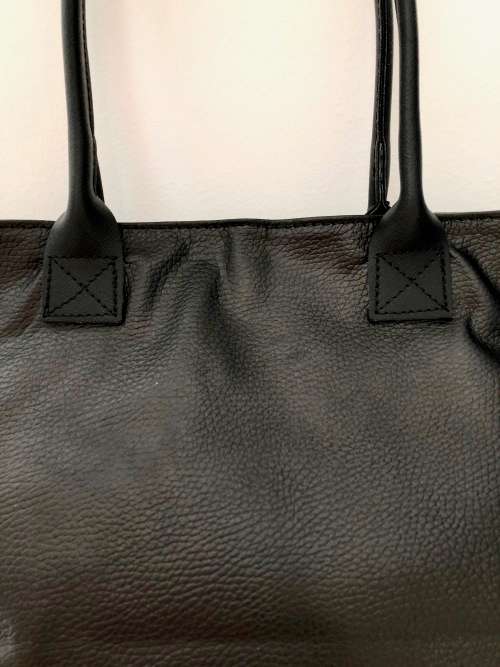 Genuine Italian Leather Shopper Handbag Black Large