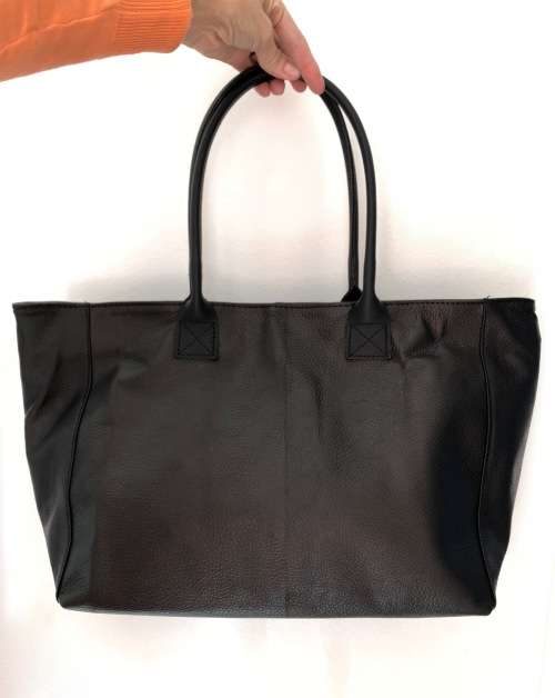 Genuine Italian Leather Shopper Handbag Black Large