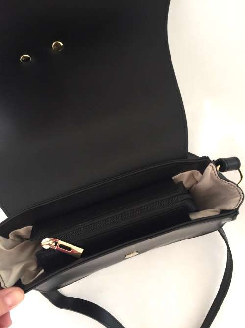 Genuine Italian Leather Cross Body Bag Medium Black