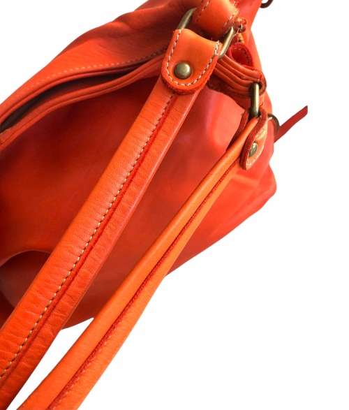 Genuine Italian Leather Shoulder Handbag with Crossbody Strap - MADE IN ITALY