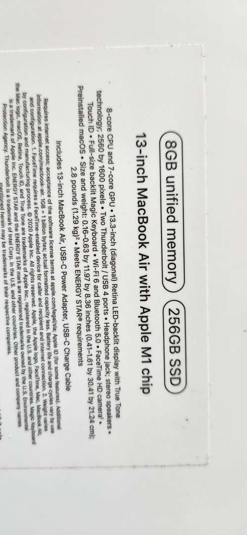 2020 Apple MacBook Air 13 inch M1 chip 8GB RAM unified 256GB SSD Storage Excellent condition