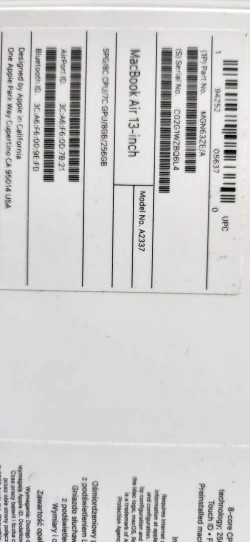 2020 Apple MacBook Air 13 inch M1 chip 8GB RAM unified 256GB SSD Storage Excellent condition