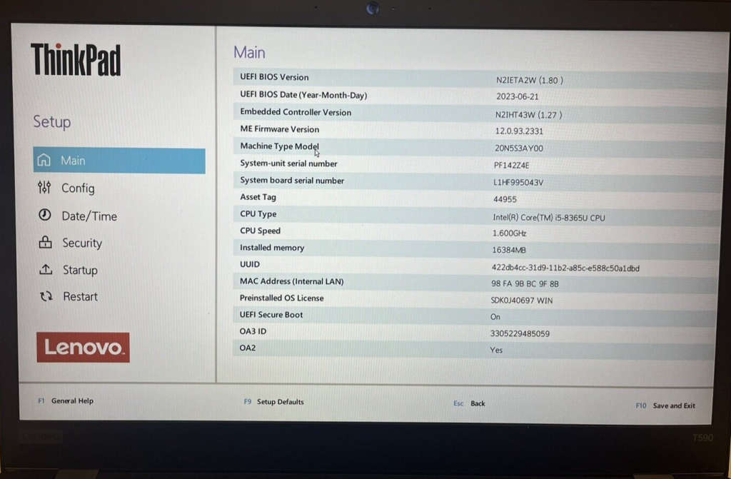 LenovoLenovo ThinkPad T580 Laptop, 15.6-inch FHD, Intel Core i5-8350U, 16GB DDR4, 256GB SSD