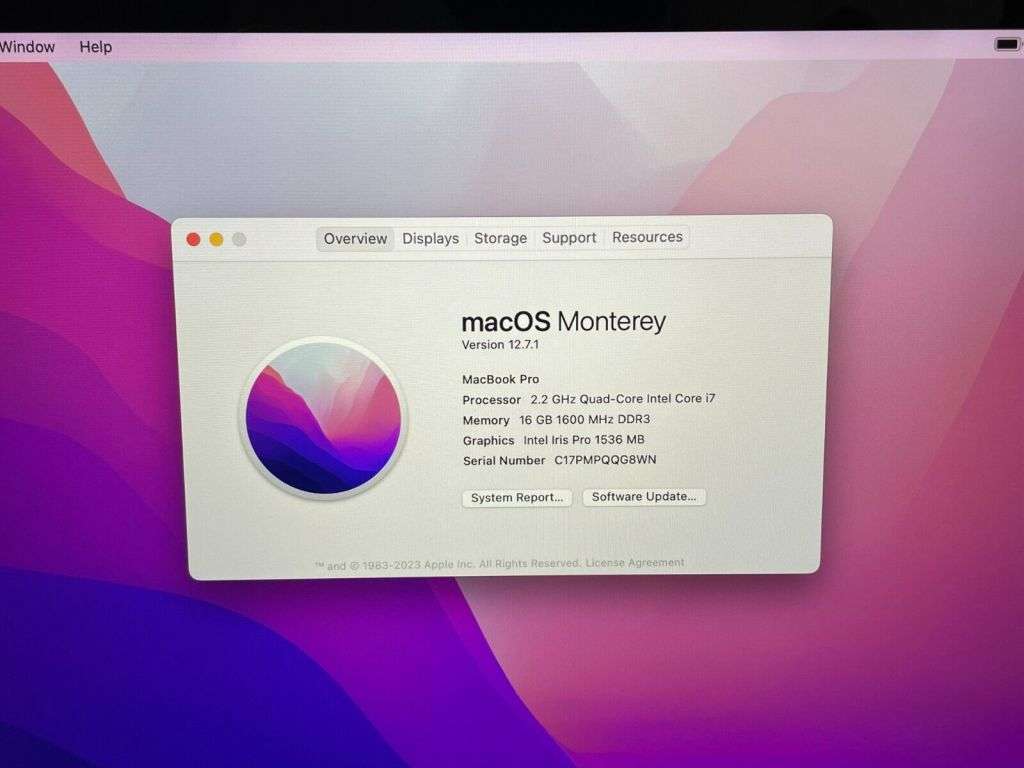 Apple macbook pro 15 inch Retina Display 2015 Model Quad core i7