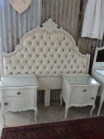 **FRENCH INSPIRED HEADBOARD AND TWO PEDESTALS**
