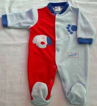 Baby Grow- Blue & Red  Woof-- Baby grow- (3-6)- Mothers Choice -baby clothes