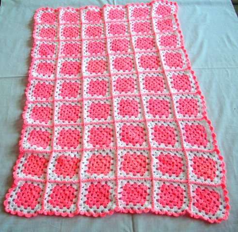 Blanket Baby Crochet Cot / Pram Blanket -Baby Girl  Wool Blanket