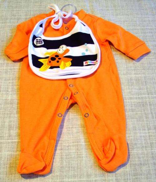 Baby grow & Bib set-Orange (Tiny Baby)