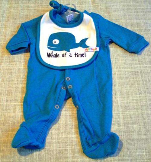 Baby grow & Bib set-Blue- (Tiny Baby)-baby clothes