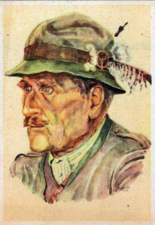 Nazi Germany - Propaganda postcard  VDA  Volksbund fur das Deutschtum im Ausland Karntner Kopfe