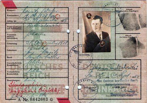WW 2 Third Reich Nazi Germany Deutsches Reich Kennkarte - Germany ID Card Konitz Westpreussen