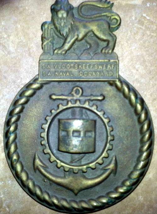 South African Naval Dockyard Badge moulded in Brass