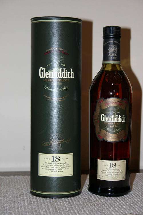 WHISKEY, GLENFIDDICH 18 YEAR OLD WITH CONTAINER, 750ML