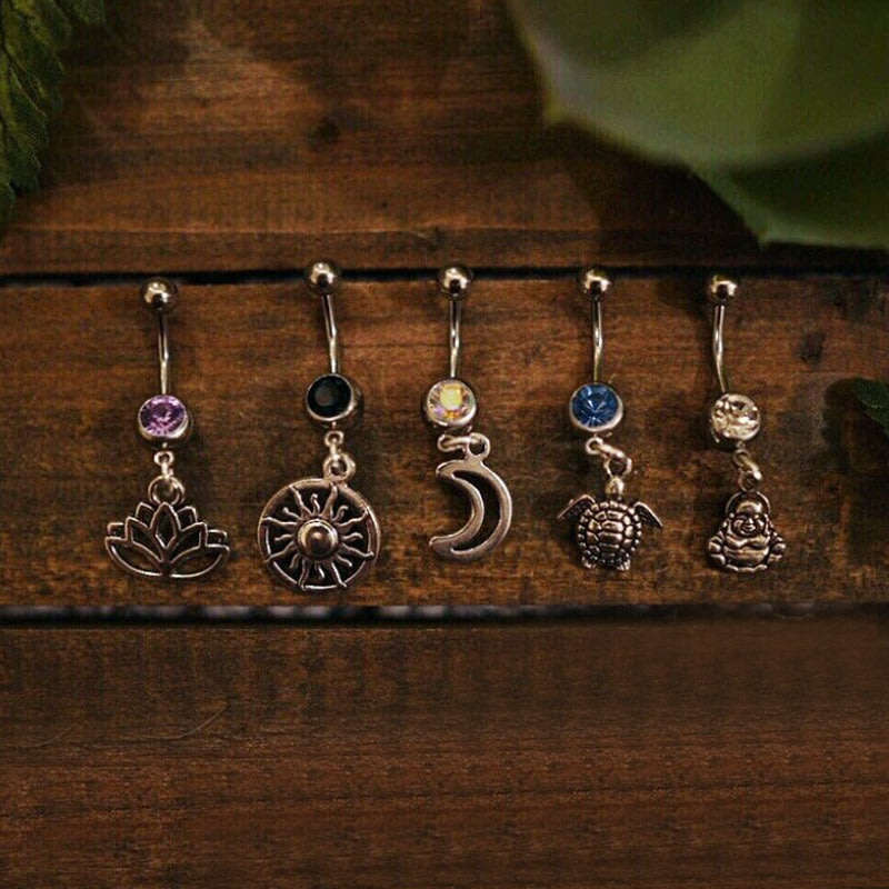 5PCS/Set Yoga Style Surgical Steel Belly Rings