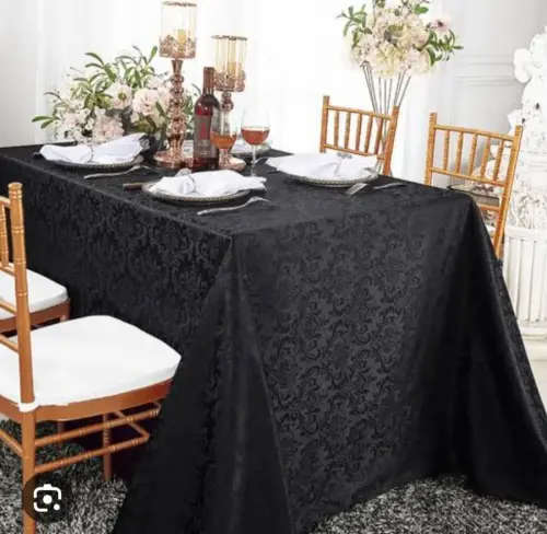 DAMASK TABLECLOTH BLACK