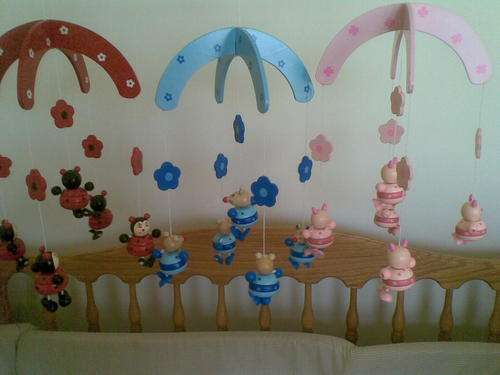 ADORABLE WOODEN MOBILE pink