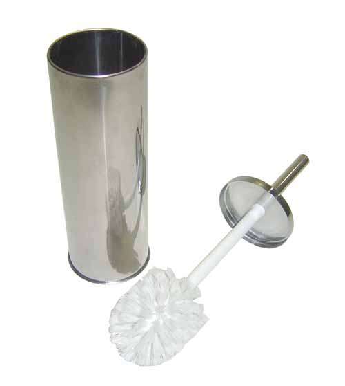 TOILET BRUSH IN STAINLESS STEEL HOLDER WITH LID