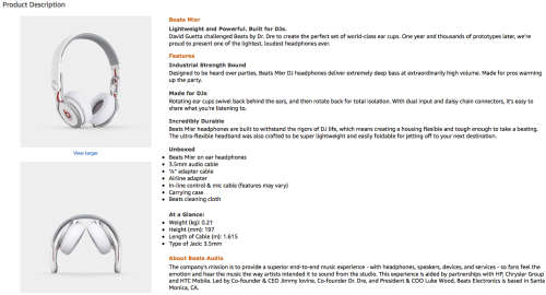 Beats Mixr Headphones with Box + Accessories (White) for Apple iPhone+Samsung+LG+Huawei