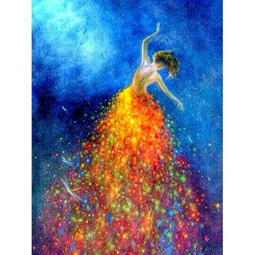 Diamond-Dot Painting - Colourful Dress Dancer 30x40cm