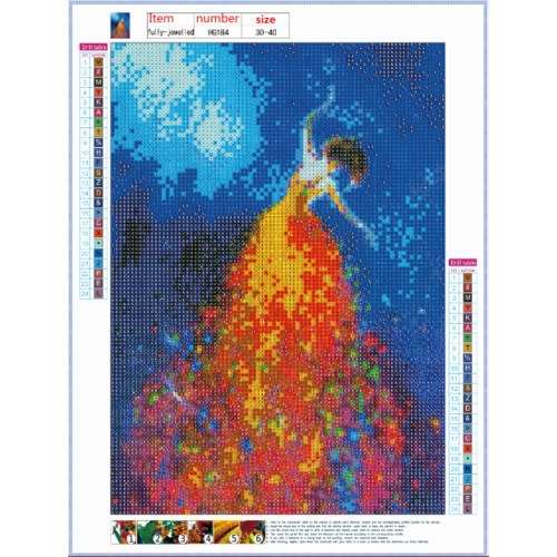 Diamond-Dot Painting - Colourful Dress Dancer 30x40cm