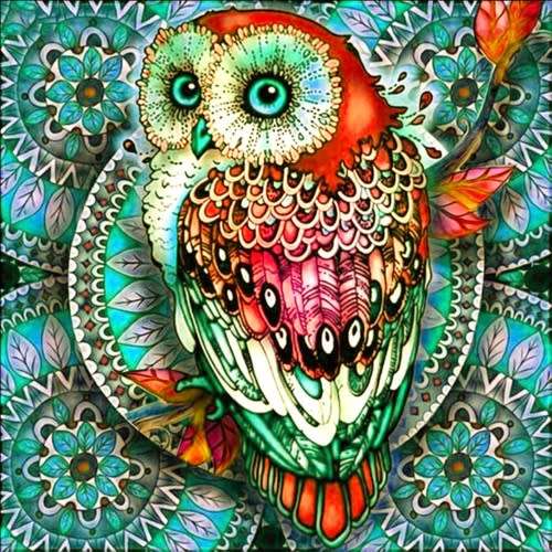 5D Diamond-Dot Painting - Kaleidoscope Owl 30x30cm