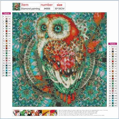 5D Diamond-Dot Painting - Kaleidoscope Owl 30x30cm