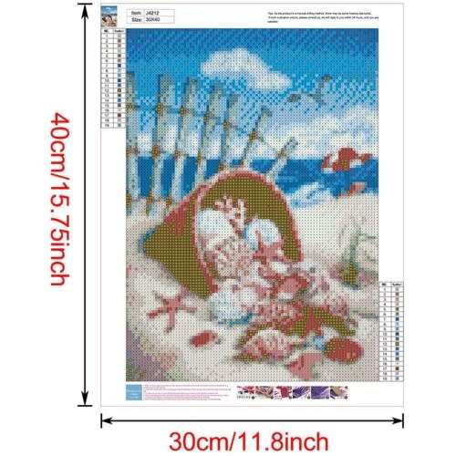 5D Diamond-Dot Painting - Seashells in a Basket 30x40cm