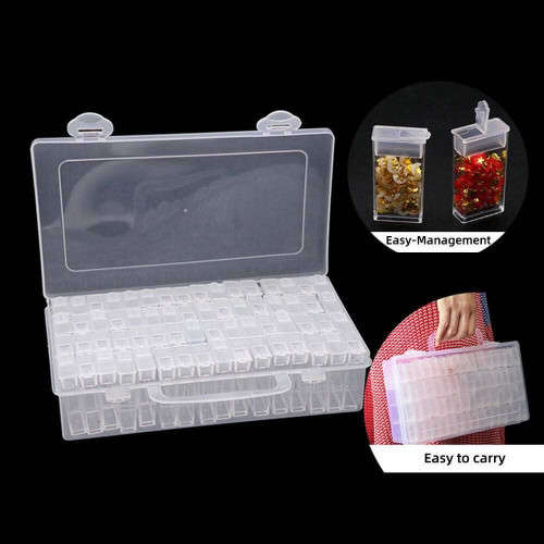 `Tic Tac` 64 Grid Storage Containers in Carry Case (Diamond Painting and Portable Bead Storage)