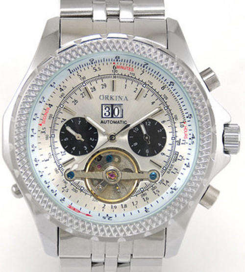 Orkina Date Men Stainless Steel Automatic Mechanical Wrist Watch