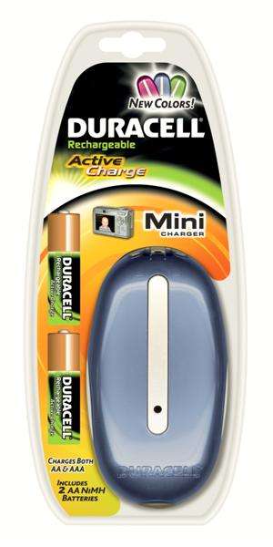Duracell Mini Battery Charger + 2 AA Pack