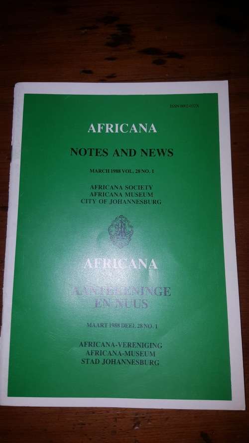 Africana Aantekeninge en Nuus - Notes and News March 1988 Vol 28 No 1