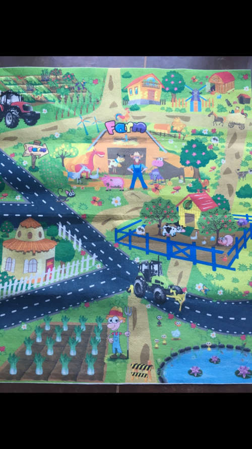 Farm Scene Play mat for cars 70cm x 81cm
