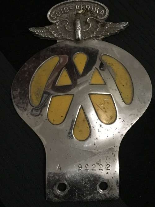 Vintage Metal AA Suid-Afrika / South Africa Car Badge